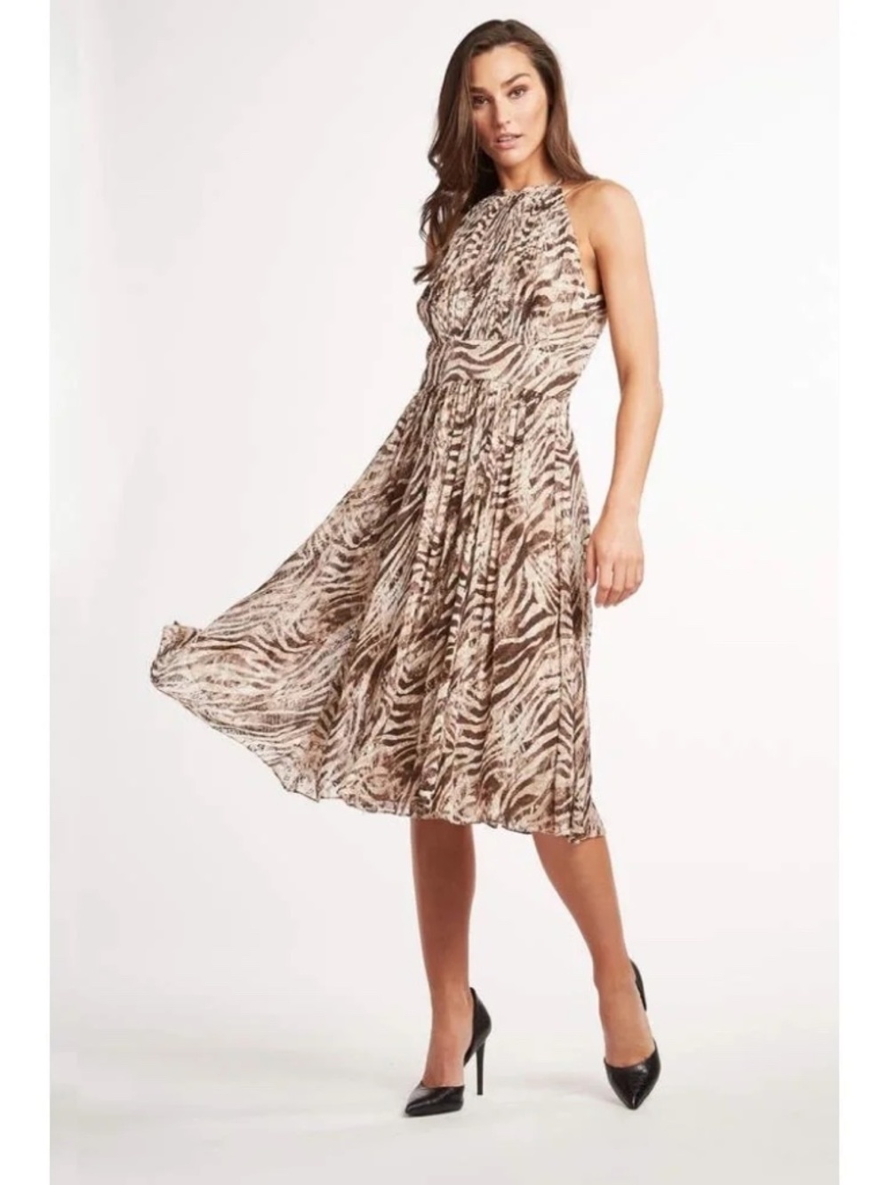 ✨NWOT✨ ELIE TAHARI Dominica Silk Blend Midi Halter Dress -SIZE 10 - Picture 2 of 4